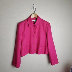 Vintage Pink Linen Cropped Blazer